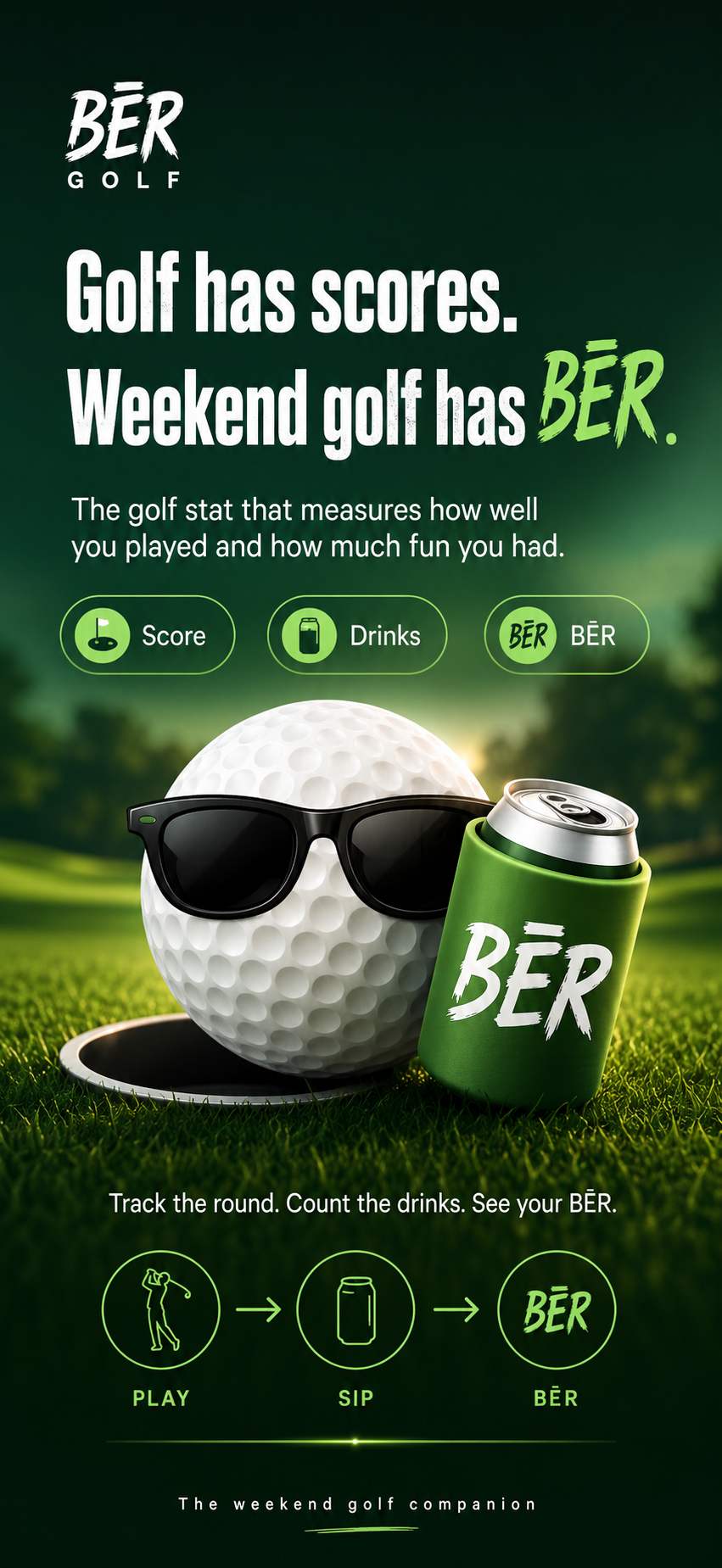 Weekend golf has BĒR promotional artwork